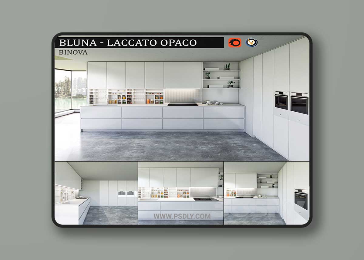 Kitchen Bluna Laccato Opaco 3D Model