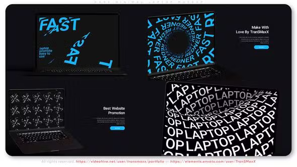 Videohive Dark Minimal Laptop Mockup 36745428
