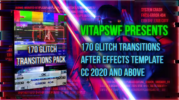 Videohive - 170 Glitch Transitions Pack - 36502715