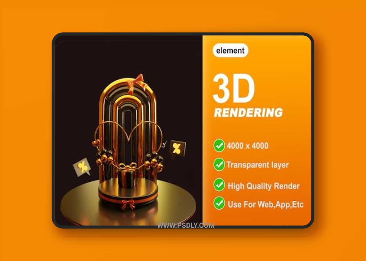 3d podium products and gold gift box 3D Model