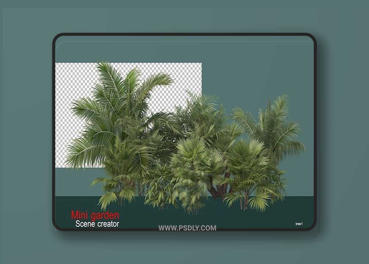 A small garden with many trees and plants 03 Premium Psd