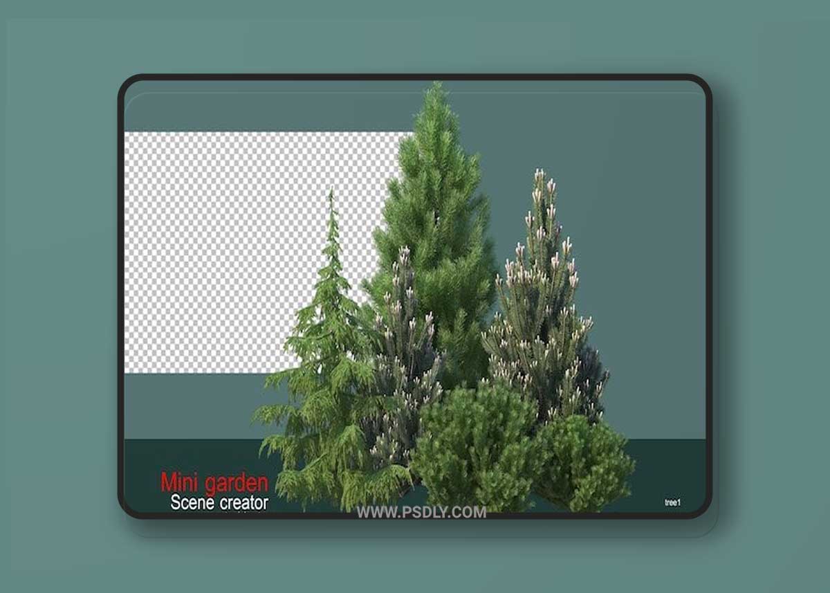 A small garden with many trees and plants 04 Premium Psd