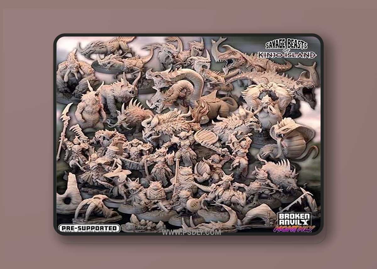 Broken Anvil Miniatures - Savage Beasts Of Kinjo Island March 2022 – 3D Print 3D Printable
