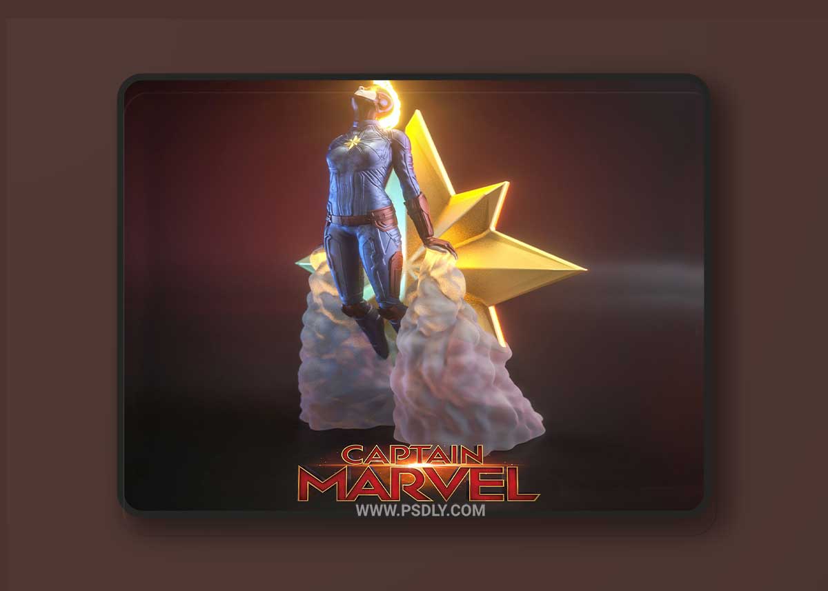 Captain Marvel blasting off 3D Printable