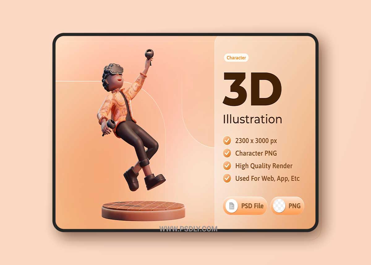 Character boy with virtual reality device metaverse 3d