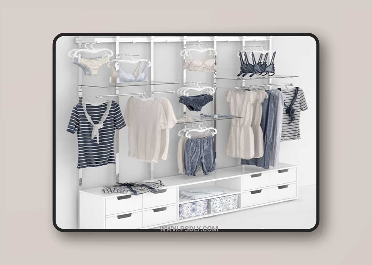 Commercial equipment with clothes 3D Model