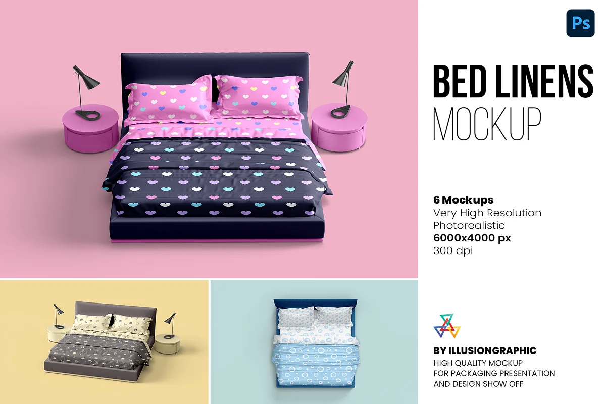 CreativeMarket - Bed Linens Mockup - 6 Views 7164021CreativeMarket - Bed Linens Mockup - 6 Views 7164021