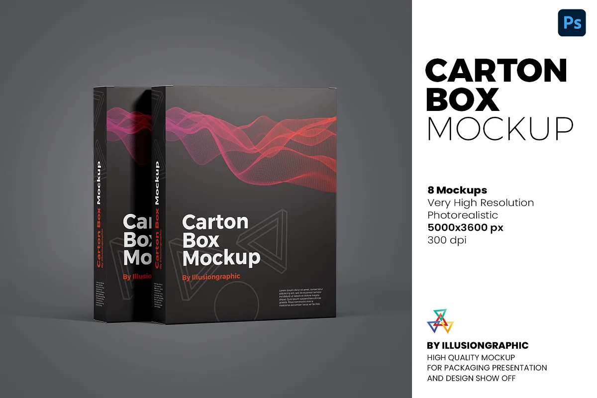 CreativeMarket - Carton Box Mockup - 8 Views 6102134