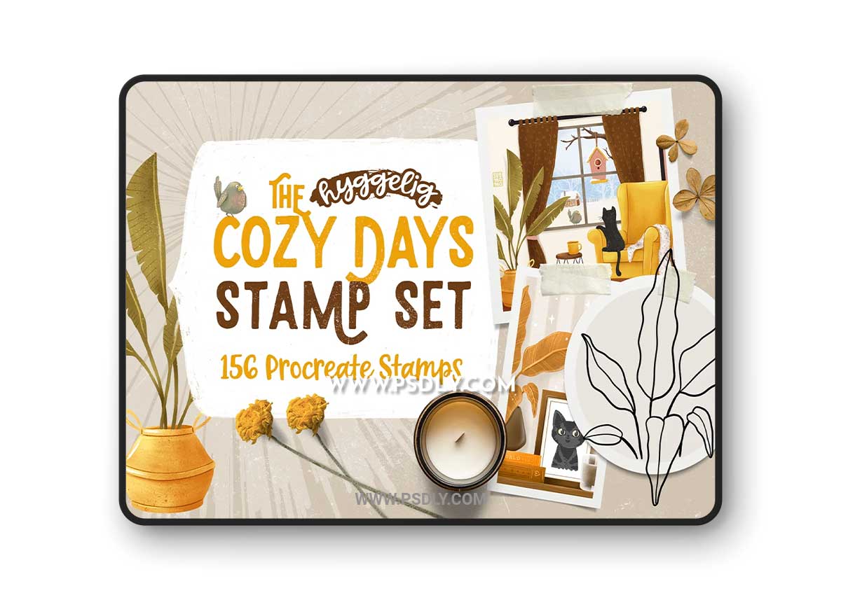 CreativeMarket - Cozy Days Stamp Set for Procreate 6873745