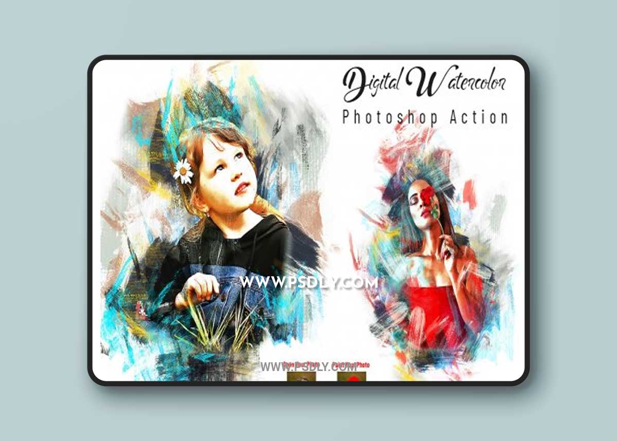CreativeMarket - Digital Watercolor Photoshop Action 7113804