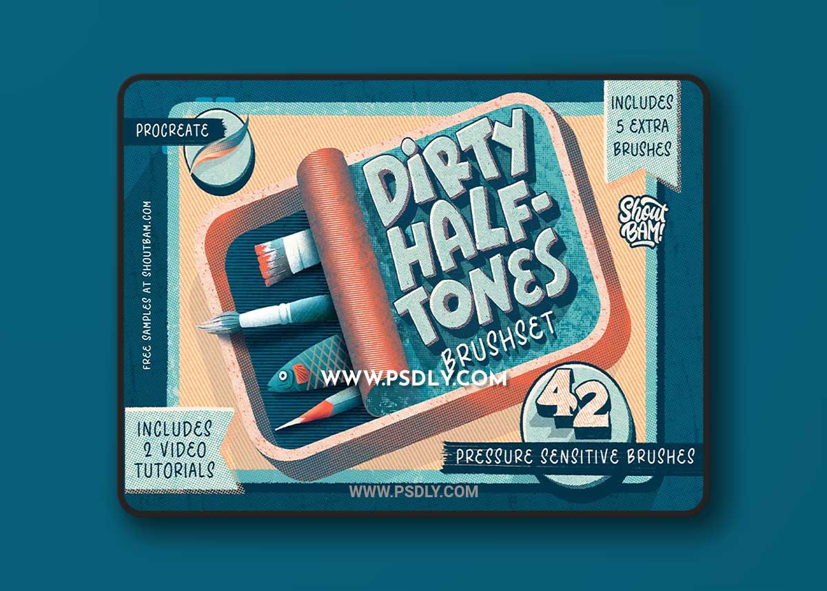 CreativeMarket - Dirty Halftones Brush Set 5089396