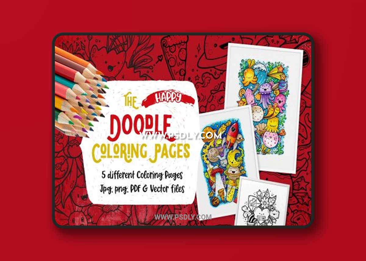 CreativeMarket - The Happy Doodle Coloring Pages 4981260
