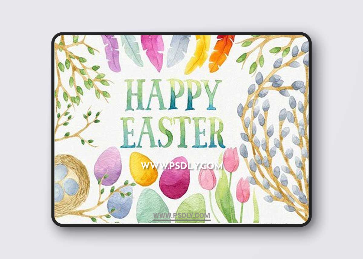 Easter Bundle 67 Watercolor Elements