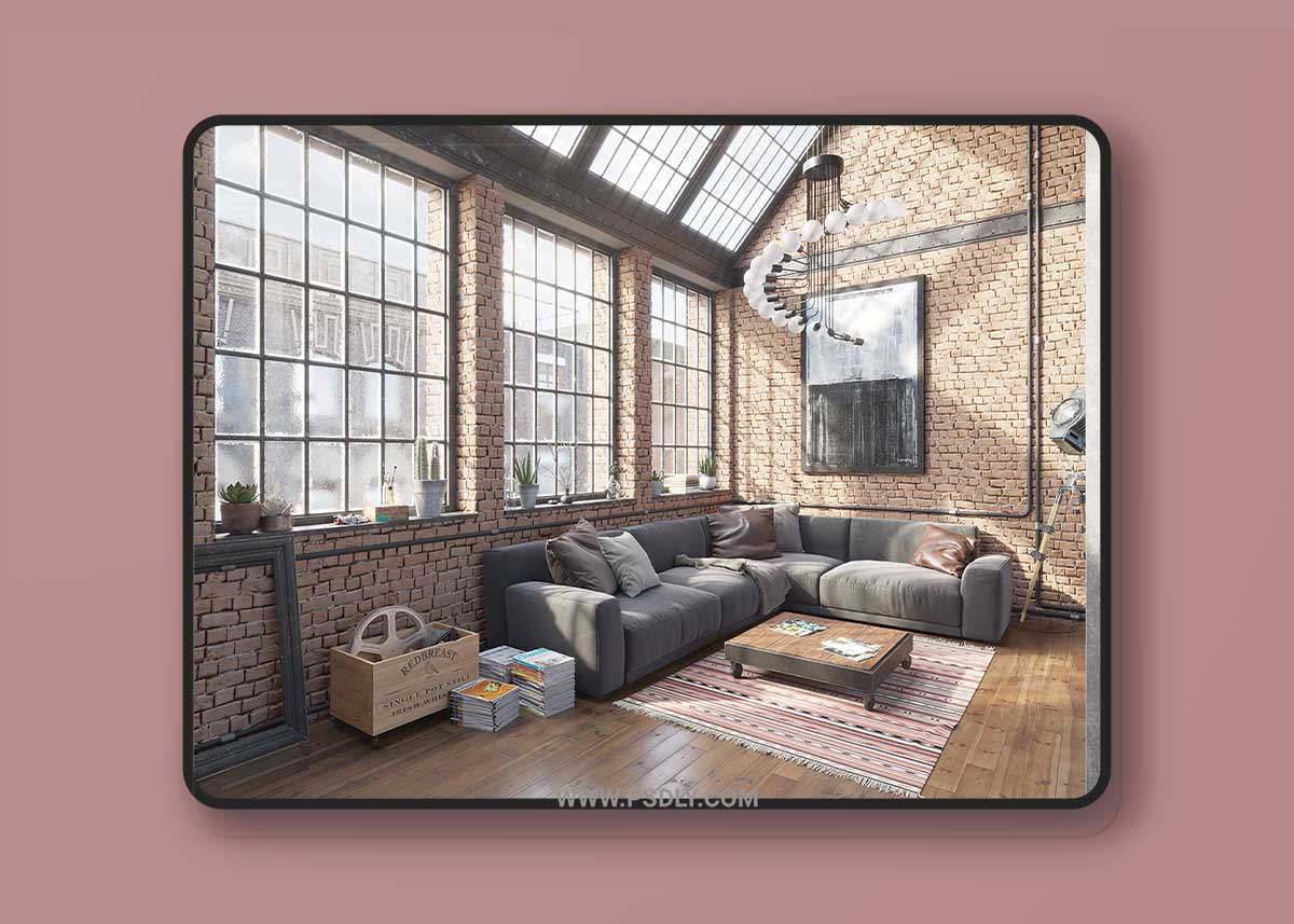Industrial Apartment 3D Interior Scene