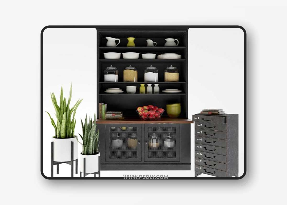 Industrial Loft Rustic Iron 8 drawer dresser and kitchen decor set