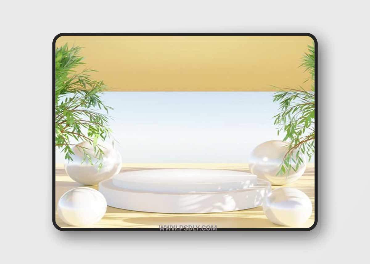 Modern 3d rendering white empty podium