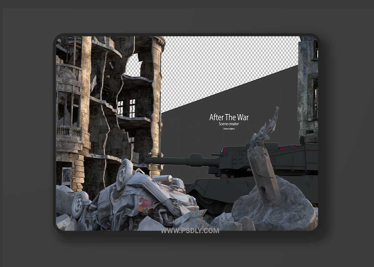 Ruined cities after war damaged cities Premium Psd