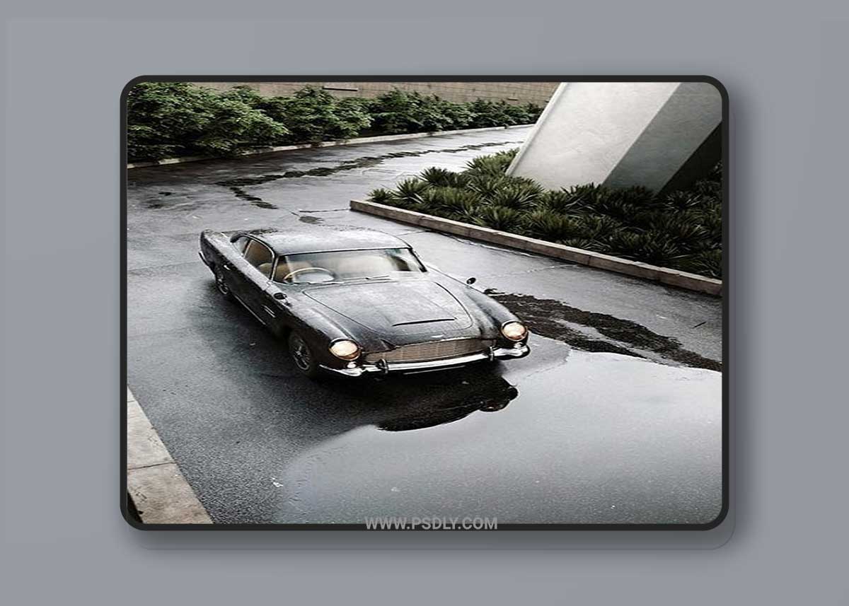 Wet Asphalt with Puddles 3d Scene