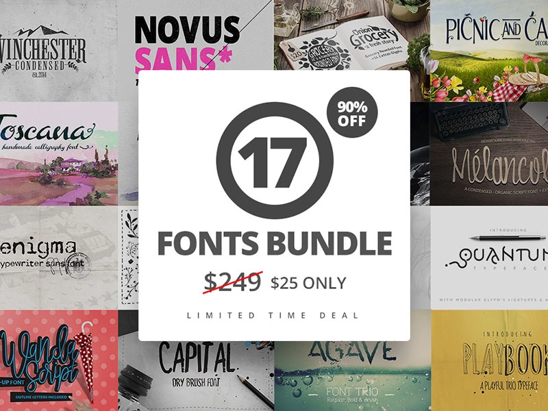 17 Fonts Bundle + Extras