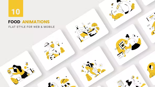 Videohive Food Restaurant Animations - Flat Concept 37344999
