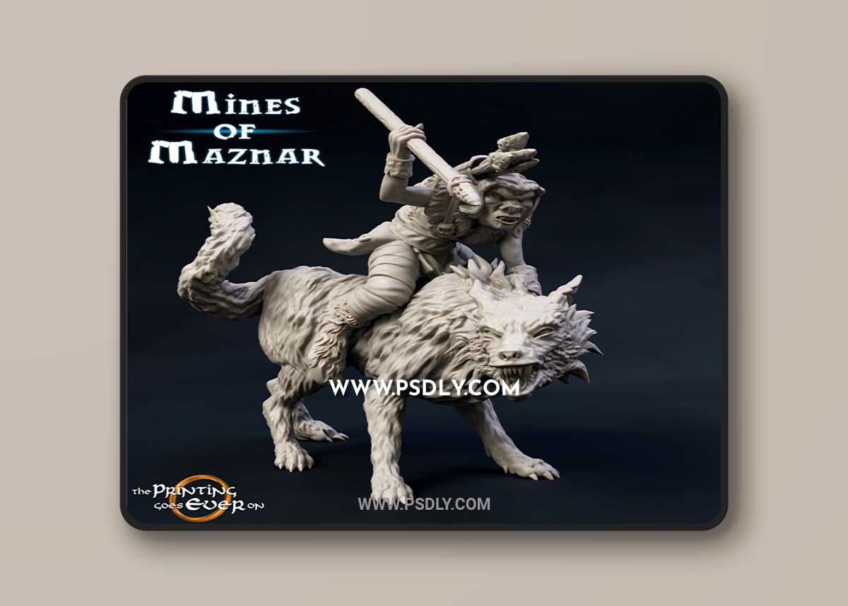 3D Print Model Goblin Warg Rider (throwing javelin)