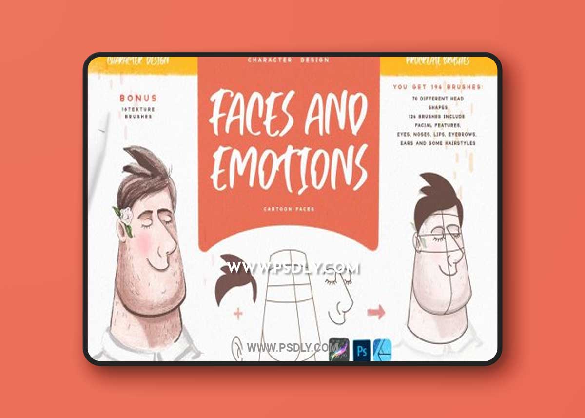 CreativeMarket - Faces & Emotions Procreate Brush 4489755