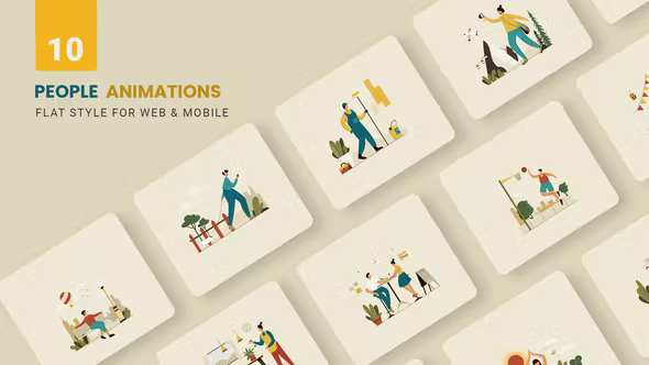 Videohive People Activities Animations - Flat Concept 37911237