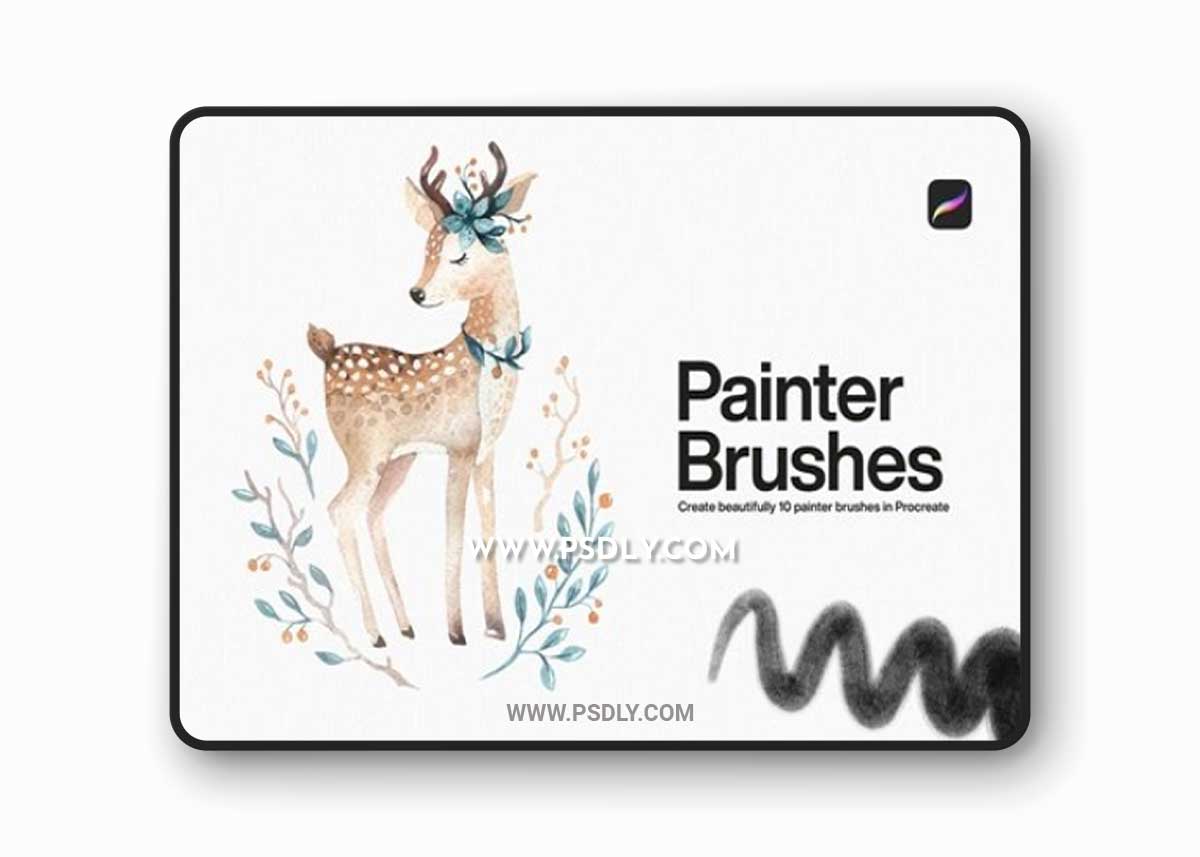 10 Painter Brushes Procreate FL73WXT