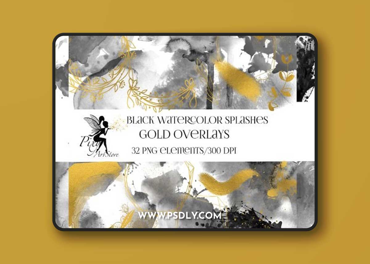 32 PNG Black and Gold Clipart