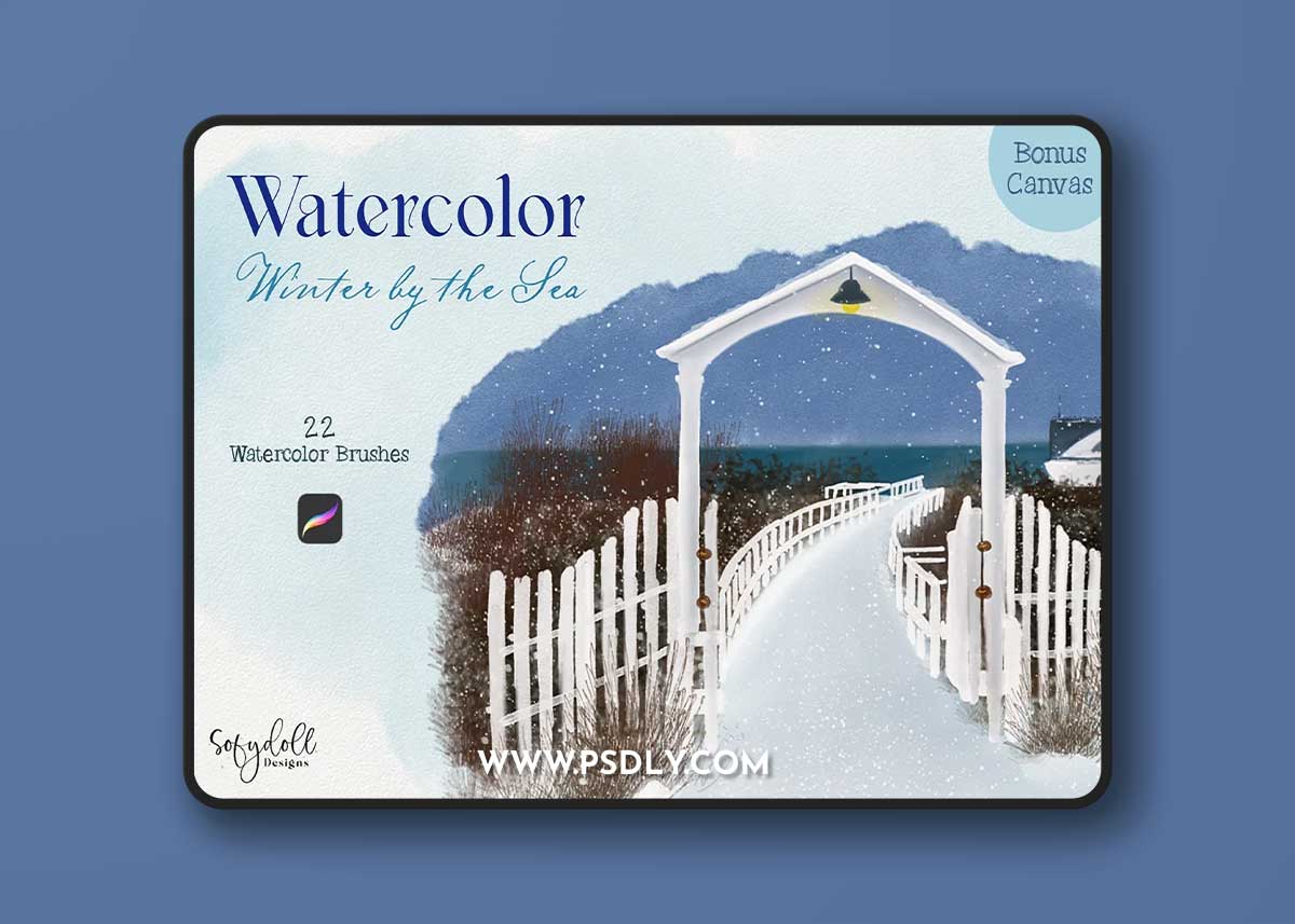 CreativeMarket - Winter by the Sea - Watercolor 6612217