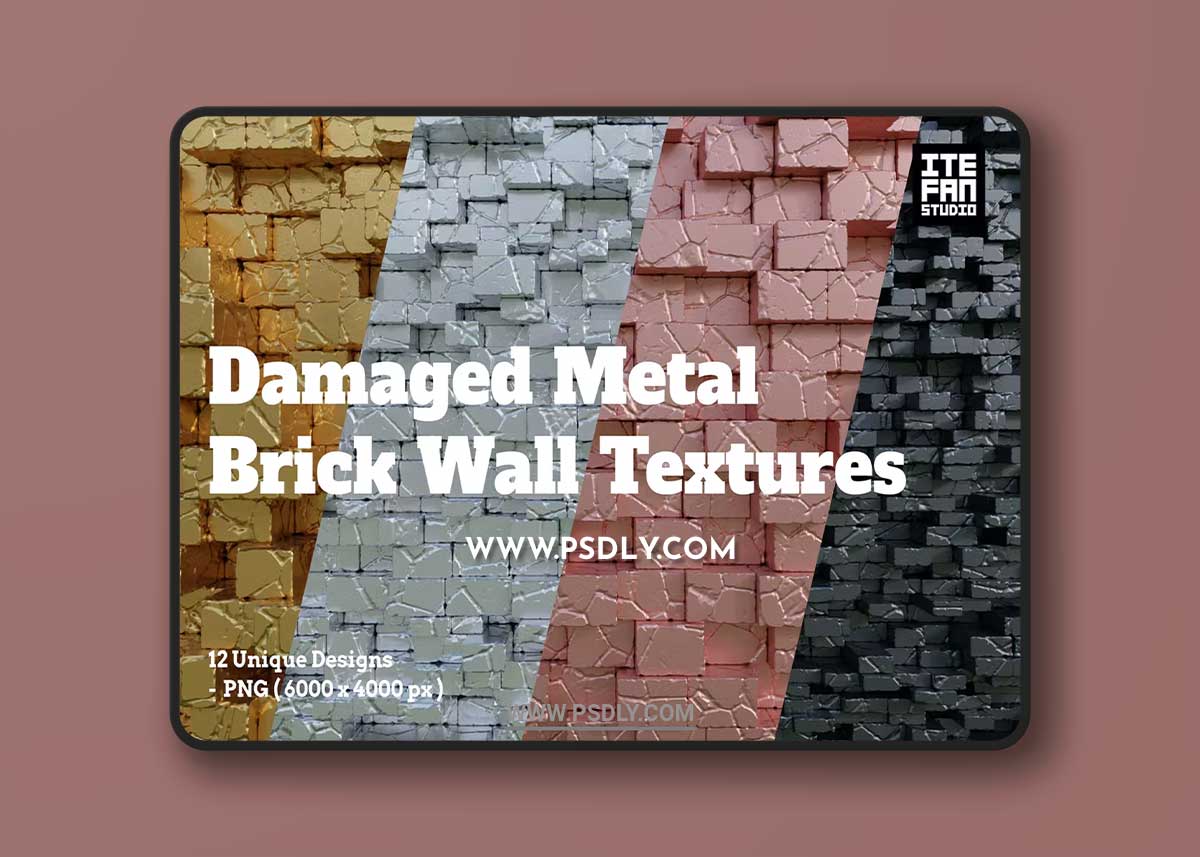Damaged Metal Brick Wall Textures
