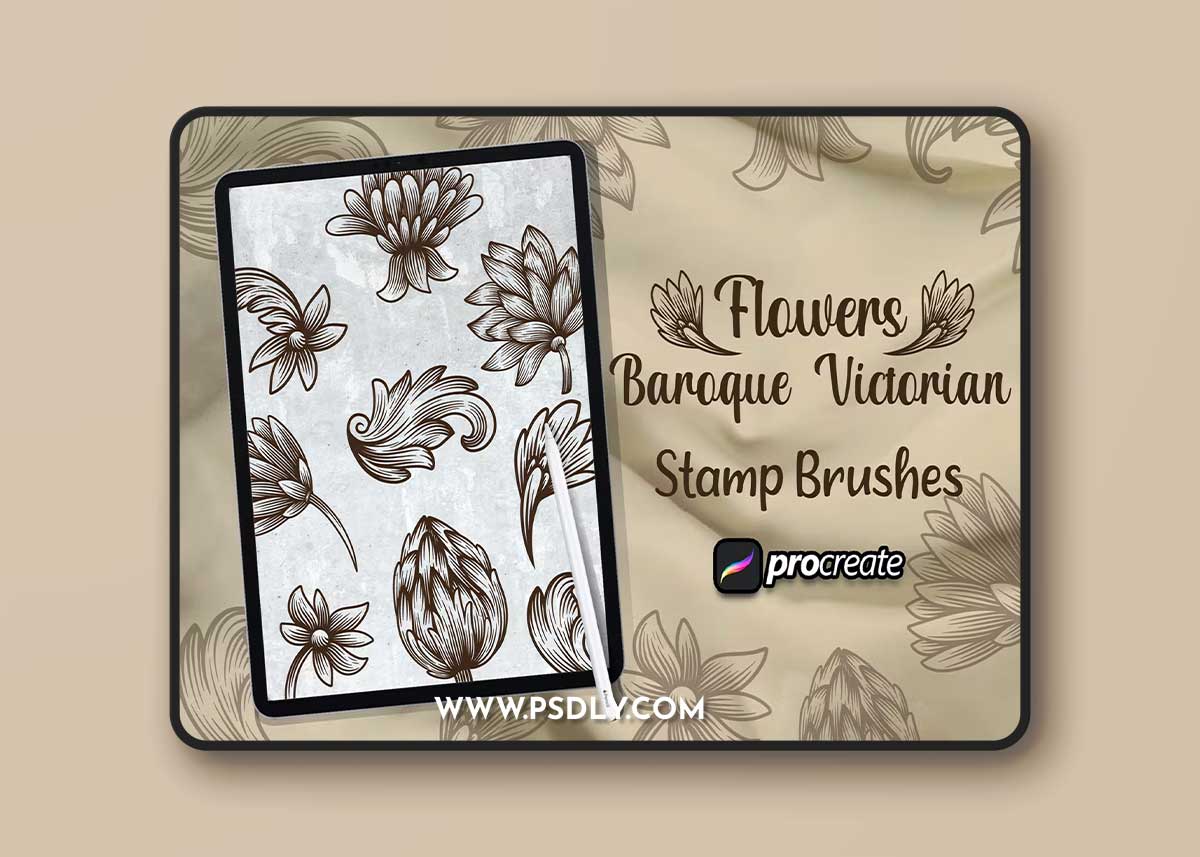 Flower Baroque Victorian Brush Stamp Procreate RABBKC3