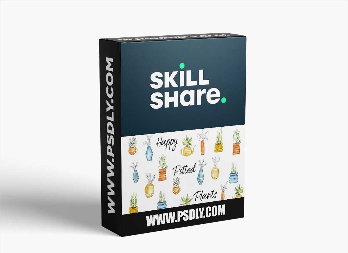 Happy Potted Plants with Watercolor and Ink