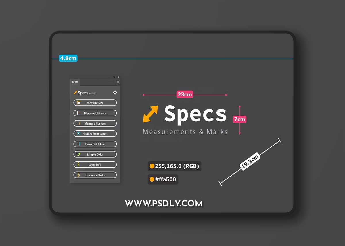 Specs - Custom Measures & Marks (Photoshop 2021) R9BXP4S