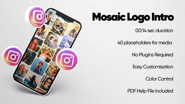 Videohive Mosaic Logo Intro I Instagram Version 38222320