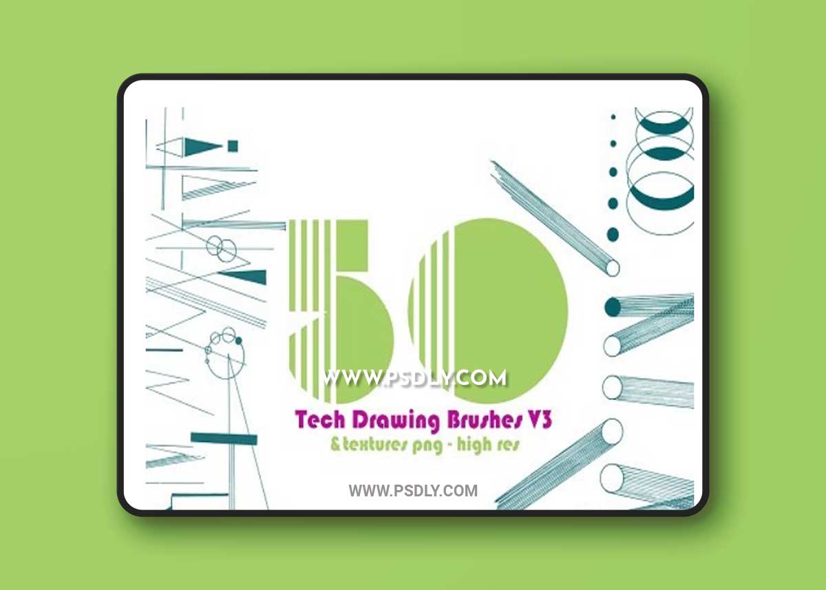 50 Technical Drawing Brushes & Transparent Png's