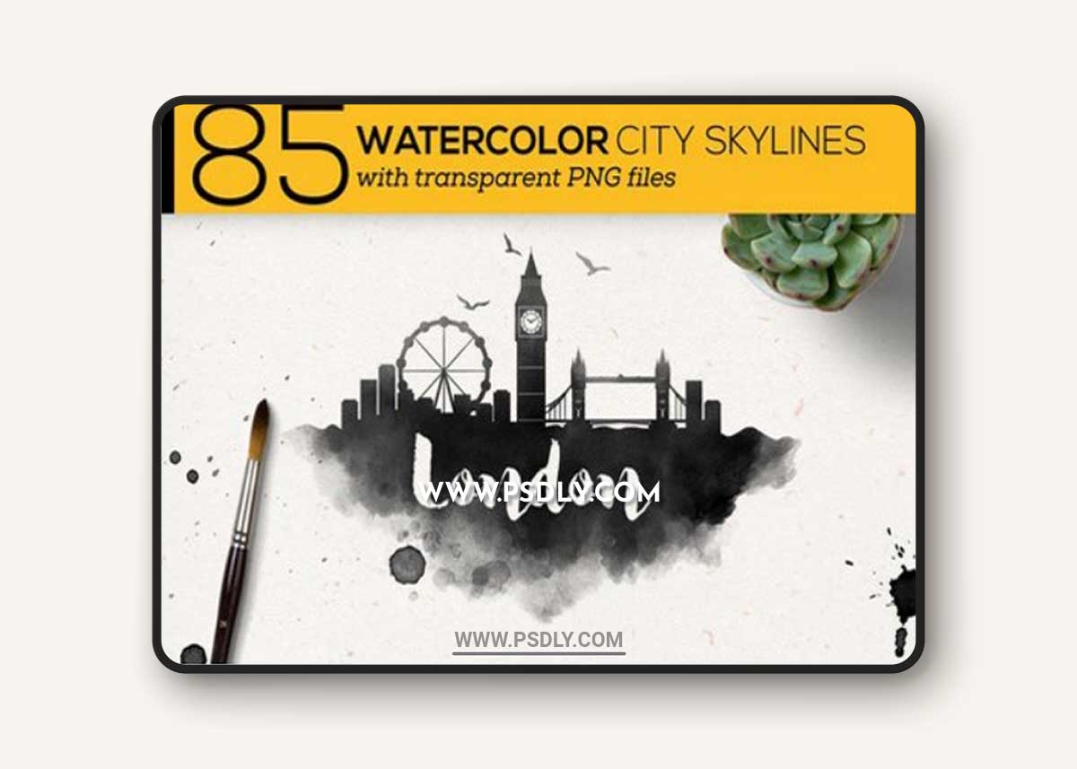 85 Watercolor City Skylines