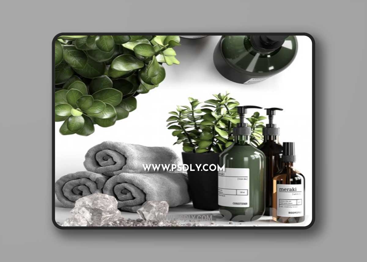 Bathroom decorative set with salt 3D Model