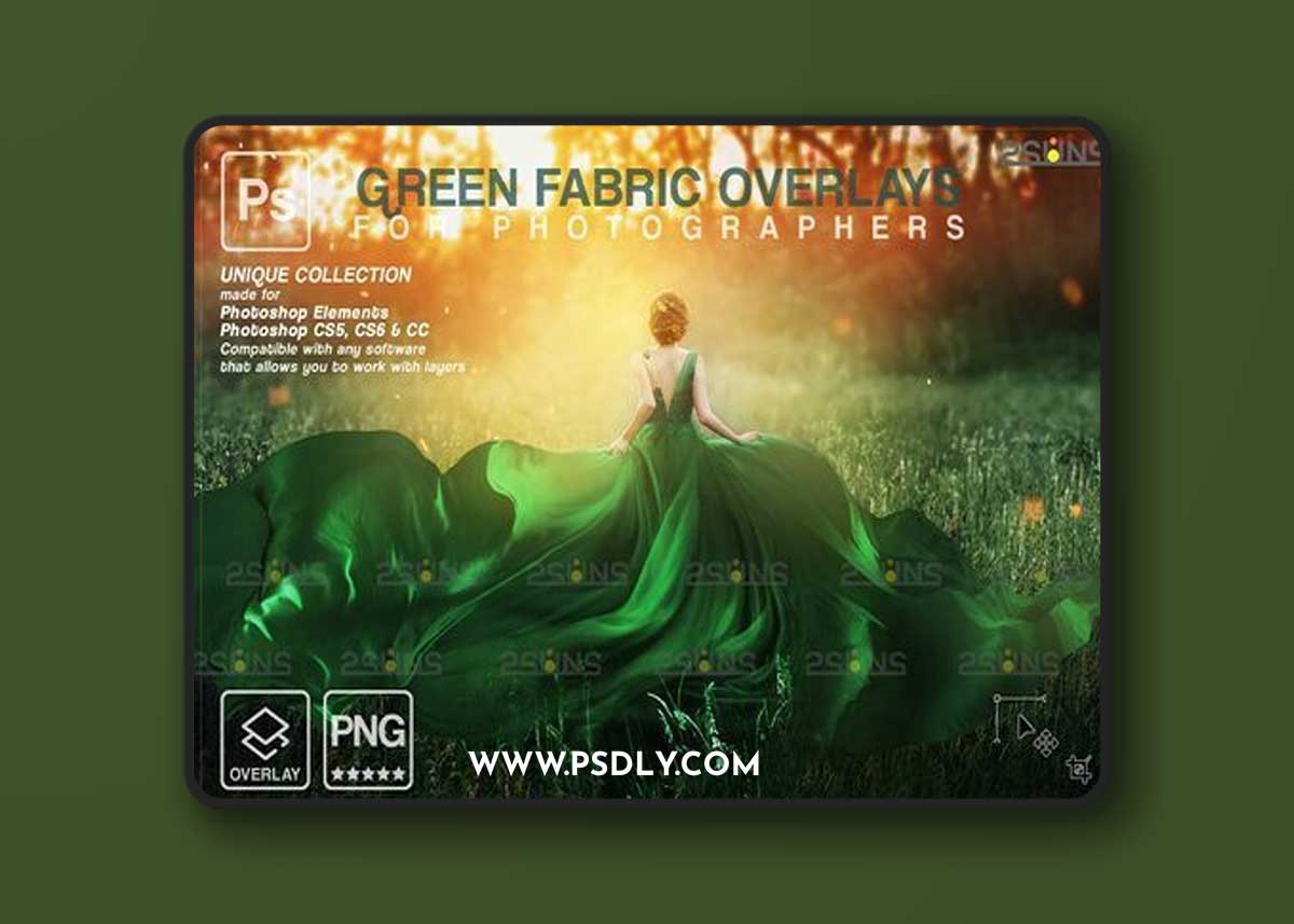 CreativeMarket - Green Flying dress overlay fabric 7394432