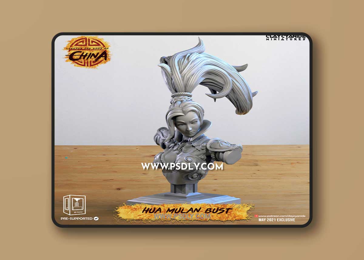 Hua Mulan Bust 3D Print 3D Model