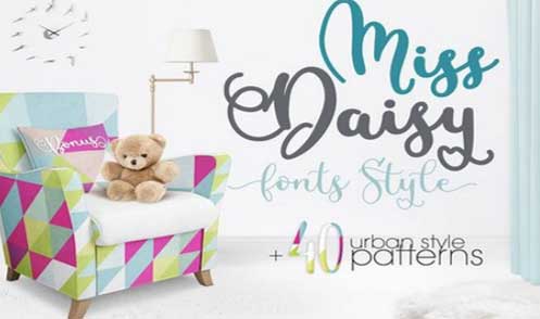 Miss Daisy Fonts+Patterns+Freebies