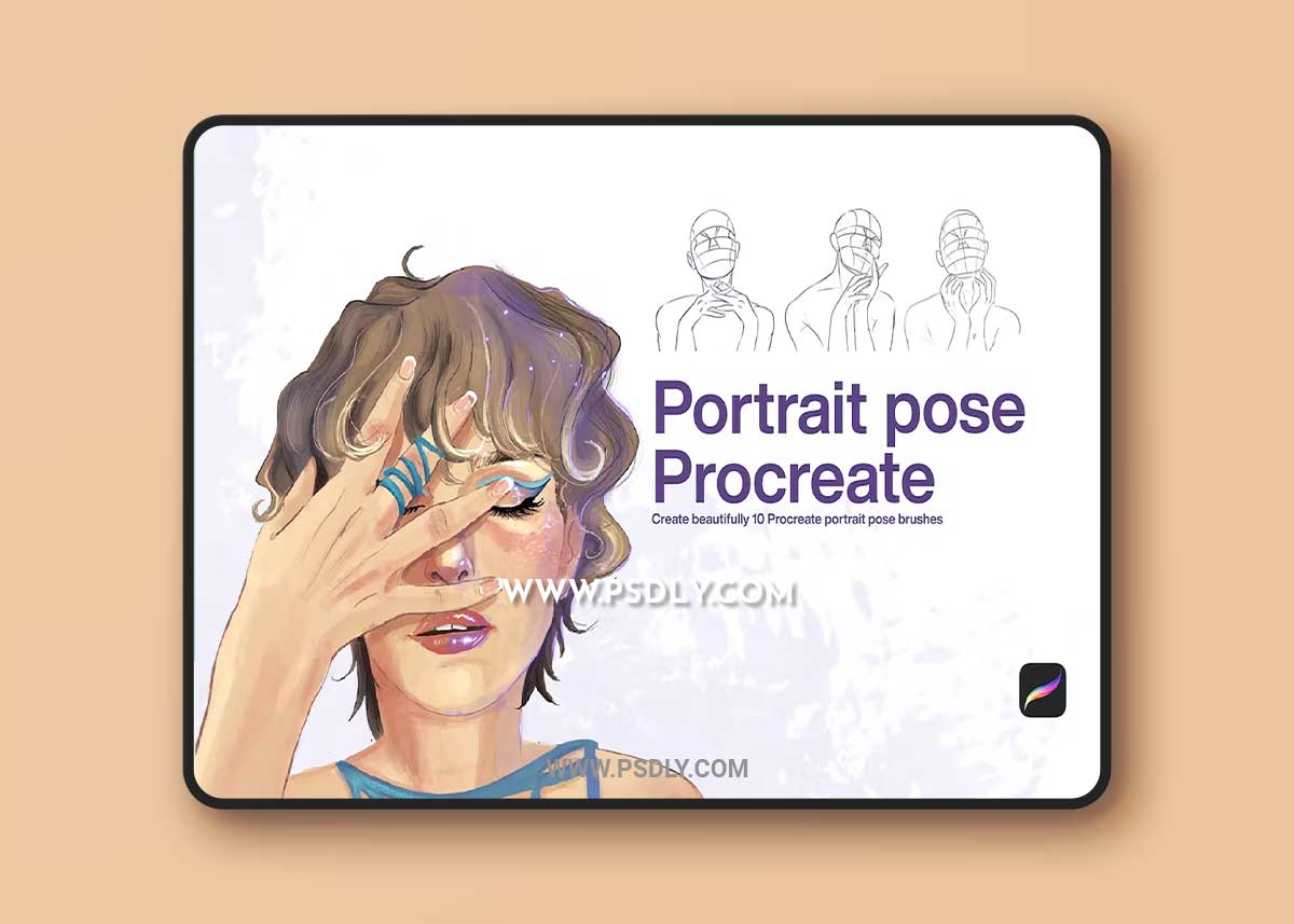 10 Portrait Pose Stamps Procreate PAFW89N