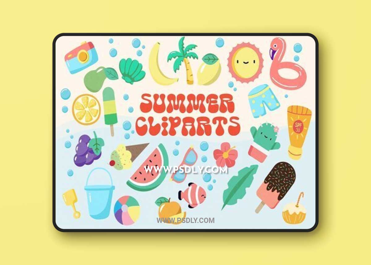 CreativeMarket - Summer Clipart Elements Bundle 7482480