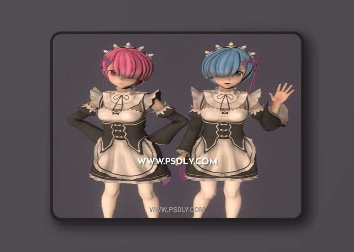 Rem Ram 03 and Milli Vanilli Concert Peach 3D Print