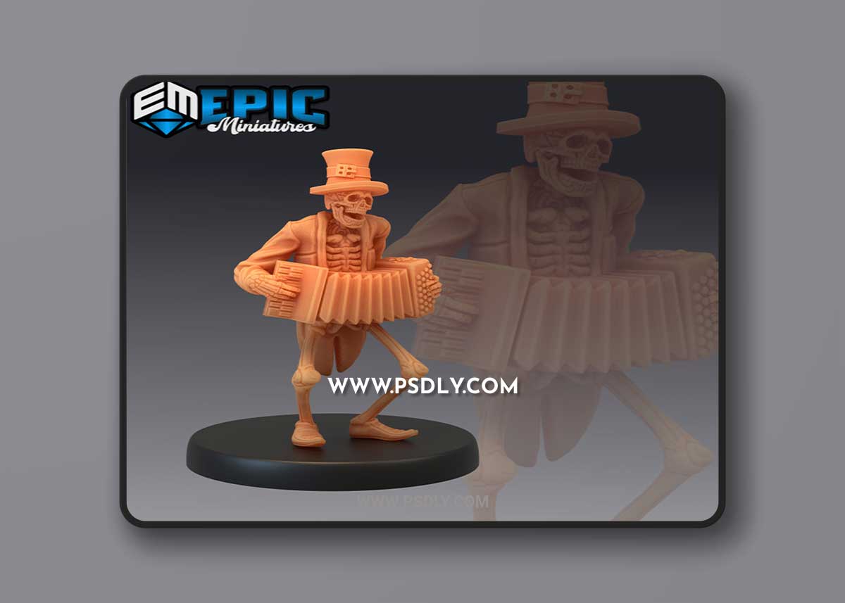 Skeleton Musician Accordion 3D Print