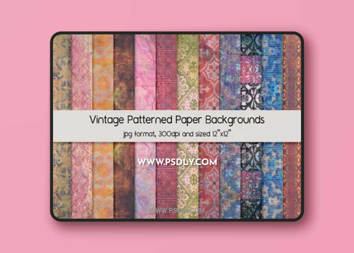12 Vintage Patterned Paper Backgrounds