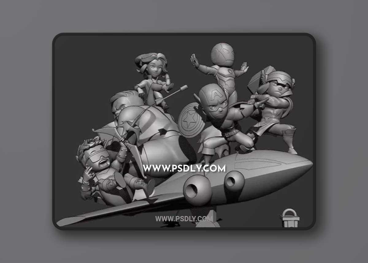 Avengers Assemble Cute Diorama 3D Print