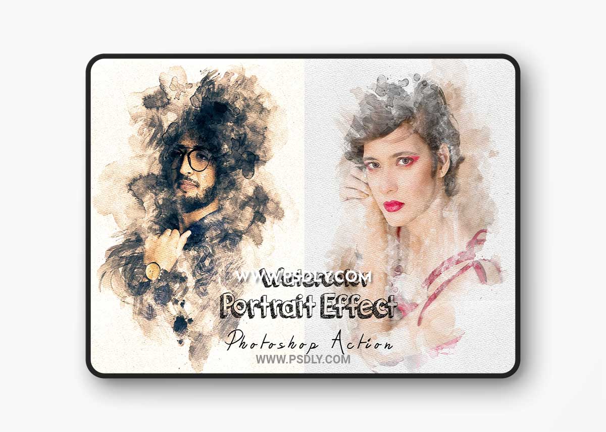 CreativeMarket - Watercolor Portrait Effect PS Action 8445777
