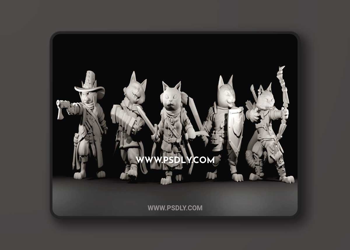 Fantasy Cats RPG Party - The Scruffy Clowder 3D Print