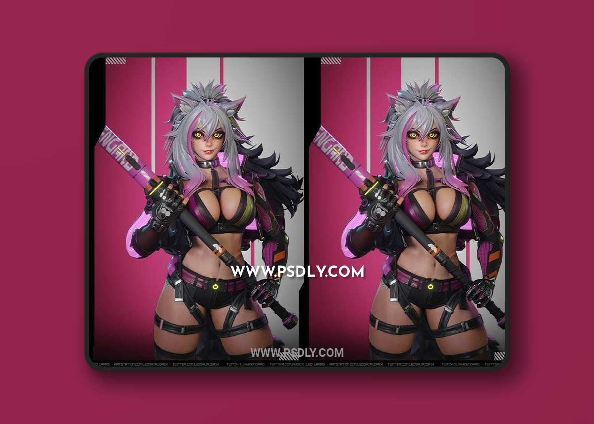 Hyzengard - Cyberpunk Wolf Girl 3D Print